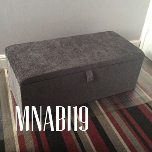 DARK GREY CHENILLE UPHOLSTERED OTTOMAN STORAGE BOX IN 2 SIZES
