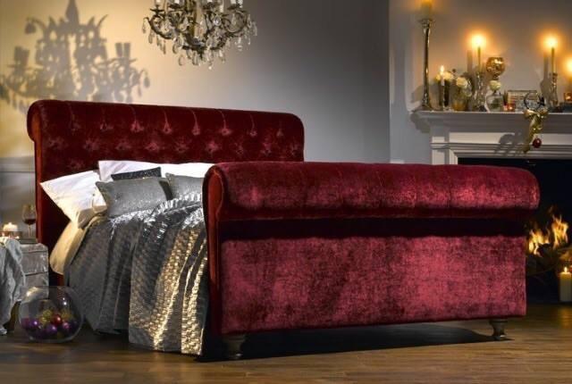 CHESTERFIELD DIAMANTE BED FRAME CRUSHED VELVET IN VARIOUS SIZES AND CO ...