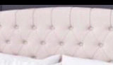 SAFINA CURVE PINK PLUSH SOFT VELVET BED WITH BUTTONED HEADBOARD OPTIONAL MATTRESS