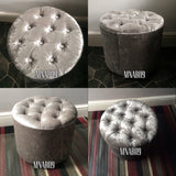 CRUSHED VELVET DIAMANTE TOP ROUND FOOTSTOOL OR POUFFE UNIQUE STYLE - Nabi's Ottoman Furniture