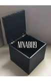 BLACK 10 DIAMOND TOP FAUX LEATHER UPHOLSTERED FOOTSTOOL CUBE OTTOMAN