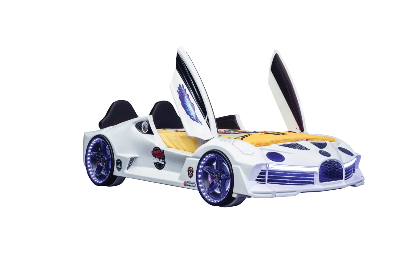 CHILDRENS LAMBORGHINI STYLE SINGLE CAR BED WITH MATTRESS COLOURS