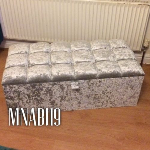 CRUSHED VELVET 10 DIAMOND LARGE OTTOMAN STORAGE BOX - Nabi's Ottoman Furniture