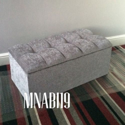 Grey online chenille ottoman