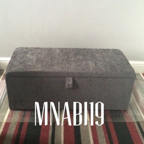 DARK GREY CHENILLE UPHOLSTERED OTTOMAN STORAGE BOX IN 2 SIZES