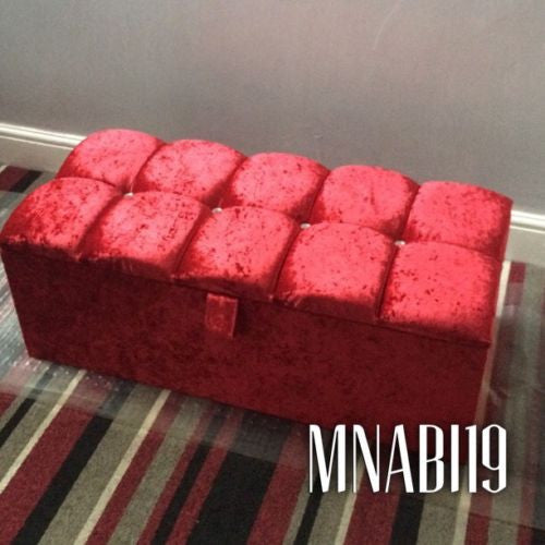 Red velvet storage online ottoman