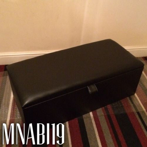 BLACK LEATHER LARGE OTTOMAN STORAGE BOX  PLAIN TOP IN 2 SIZES - Nabi's Ottoman Furniture