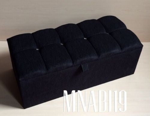 BLACK CHENILLE UPHOLSTERED 4 DIAMOND LARGE OTTOMAN STORAGE BOX 2 SIZES - Nabi's Ottoman Furniture