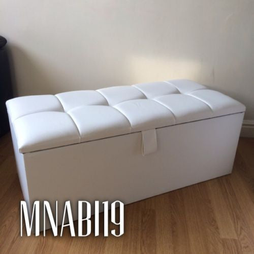 White leather ottoman bench deals