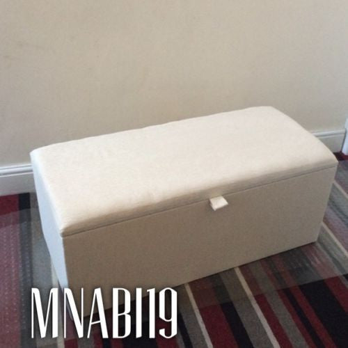 CREAM CHENILLE UPHOLSTERED OTTOMAN STORAGE BOX IN 2 SIZES - Nabi's Ottoman Furniture