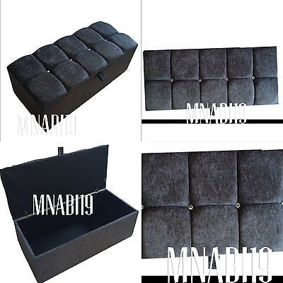 DARK GREY CHENILLE 4 DIAMOND OTTOMAN STORAGE BOX IN 2 SIZES - Nabi's Ottoman Furniture