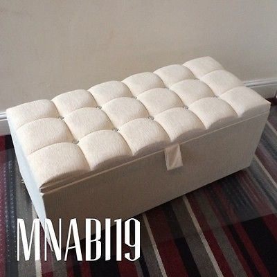 CHENILLE UPHOLSTERY COVERED 10 DIAMOND OTTOMAN STORAGE BEDDING BOX - Nabi's Ottoman Furniture