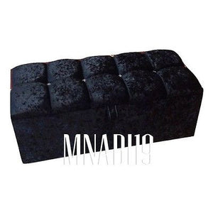 BLACK CRUSHED VELVET 4 DIAMOND OTTOMAN STORAGE BOX IN 2 SIZES