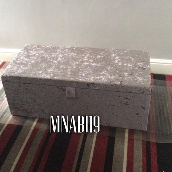 SILVER CRUSHED VELVET PLAIN TOP OTTOMAN STORAGE BOX IN 2 SIZES - Nabi's Ottoman Furniture