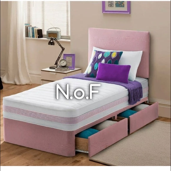 PINK PLUSH VELVET PLAIN HEADBOARD DIVAN BED FRAME