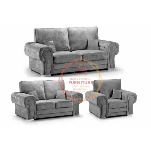 VERONA PLUSH VELVET 3 OR 2 PIECE SOFA UNIQUE STYLE AND DESIGN