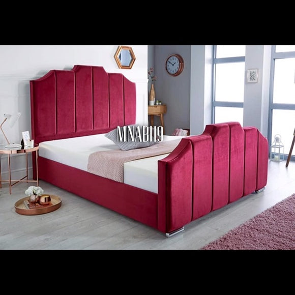 HIMEJI COLLECTION IN RED PLUSH SOFT VELVET BED FRAME VARIOUS SIZES