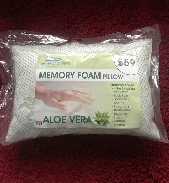 2 x Aloe Vera Memory Foam Luxury Pillows