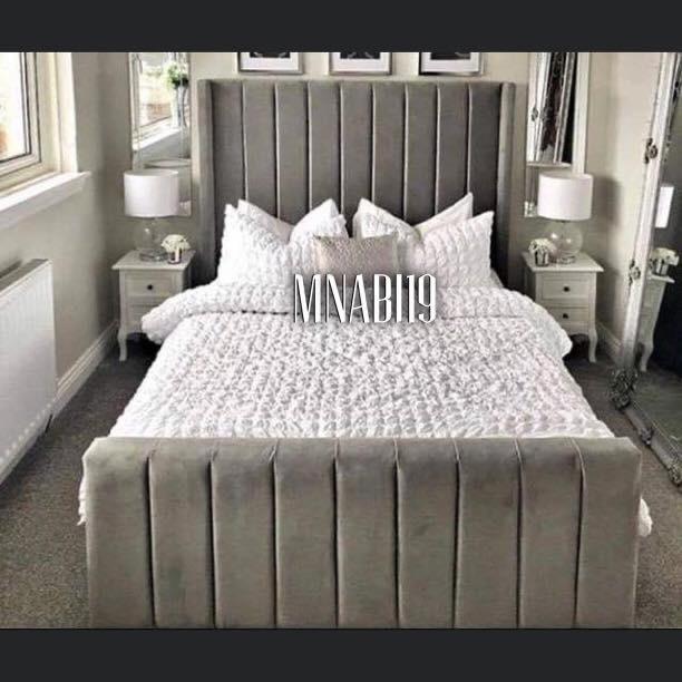 LINCOLN COLLECTION LINE DESIGN OTTOMAN BED FRAME IN PLUSH VELVET