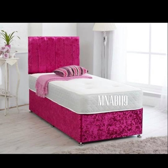 HOT PINK LINE DESIGN CRUSHED VELVET DIVAN BED FRAME